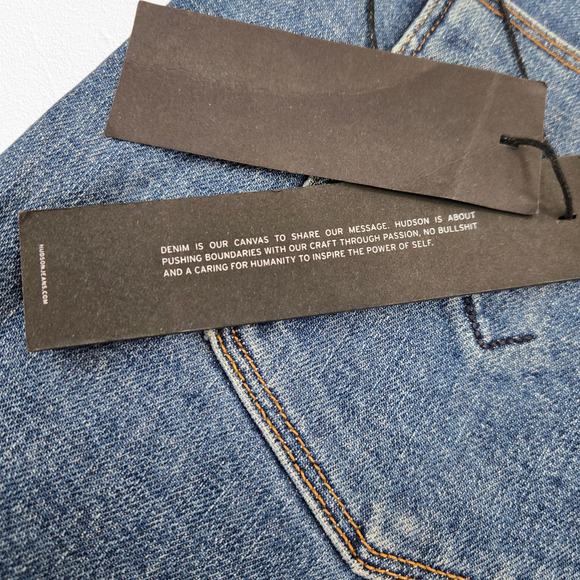 Hudson Crop Riley Relaxed Straight Jeans Exposed Zip Front Blue Denim Size 29 - Picture 11 of 12